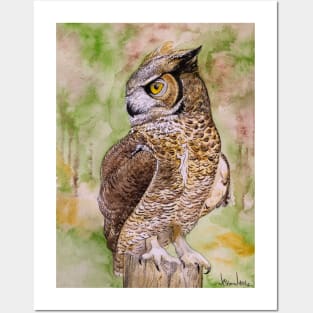 The Listener (Bubo virginianus) Posters and Art